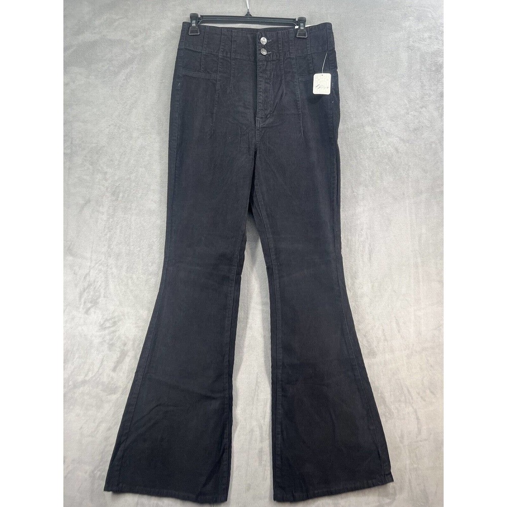 Free People Jayde Black High Rise Corduroy Flare Pants - Picture 3 of 12